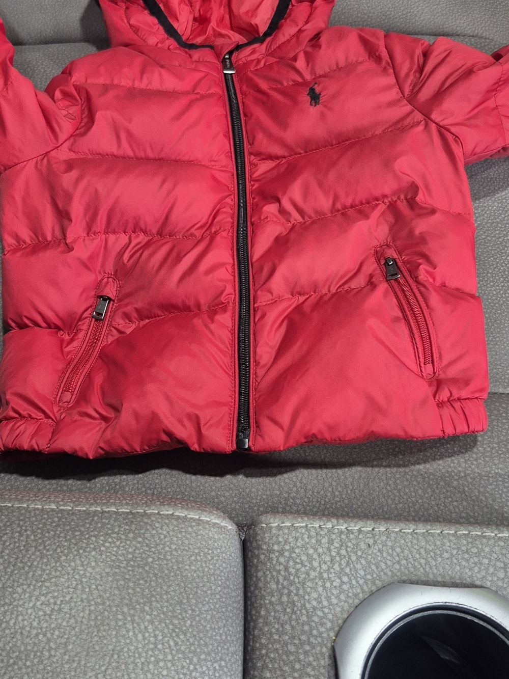 Ralph Lauren Bright Red Quilted Hooded Puffer Jacket for Kids